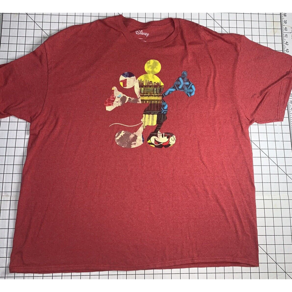 Mickey Mouse Multicolor Silhouette Graphic Tee Unisex 3XL Disney Red Background